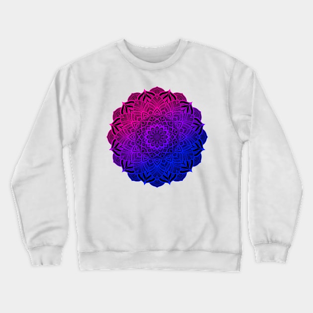 Bisexual Pride Striped Mandala Crewneck Sweatshirt by JustGottaDraw